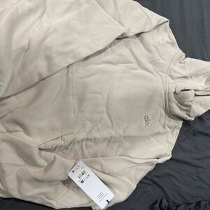 Cream Hoodie with Embroidered Logo